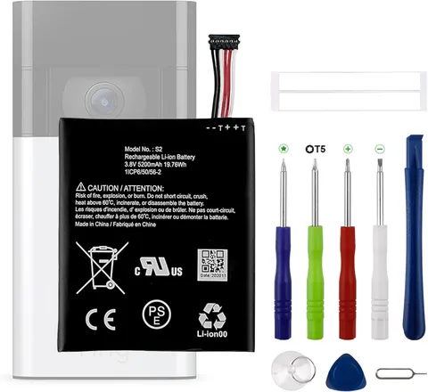 New Rechargeable Battery S2 Compatible with Ring Video Doorbell 2nd Generation