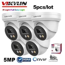 5 Pack Vikylin 5MP Full Color IR POE Camera Outdoor Onvif Audio Wired Dual Light