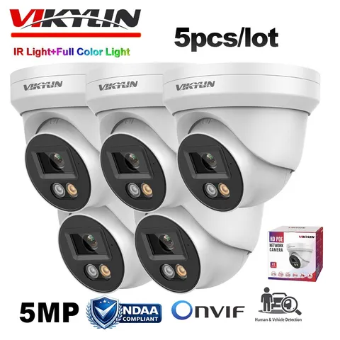 5 Pack Vikylin 5MP Full Color IR POE Camera Outdoor Onvif Audio Wired Dual Light