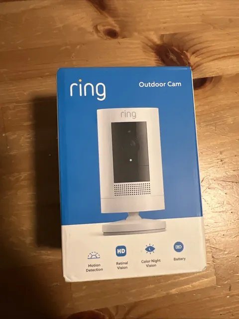 Ring Outdoor Cam Battery Security Camera - HD Video, Color Night Vision - White