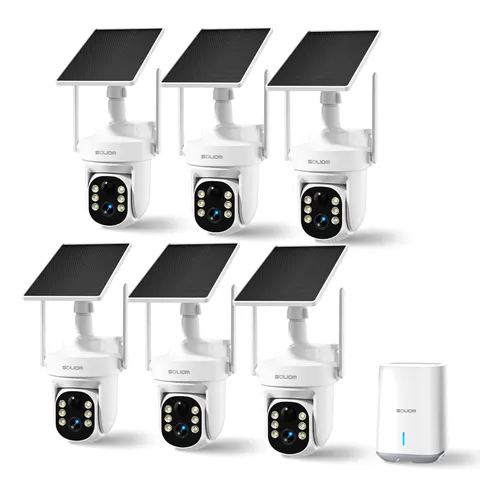 SOLIOM Security Cameras Wireless Outdoor, 6-Camera Solar Large, White