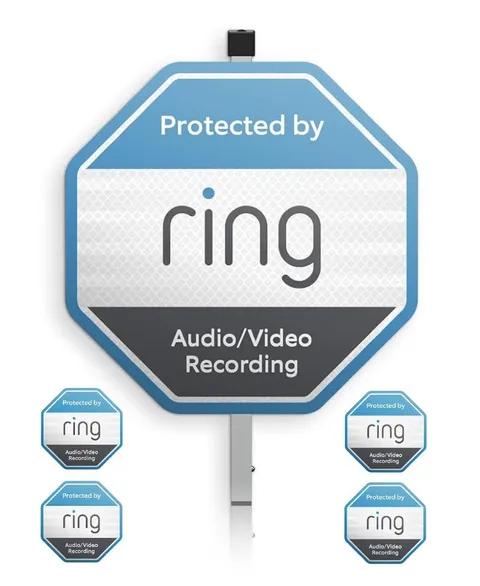 1 Yard Sign-ring with 4 Window Stickers compatible with Ring Home Security Sy...