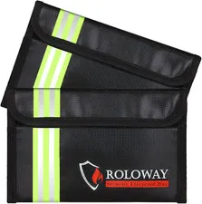 ROLOWAY Small Fireproof Bag with Reflective Strip, Fireproof Money Bag