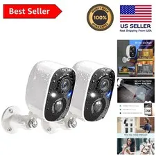Smart Surveillance Cameras with Remote Monitoring & AI Detection - 2 Pack System