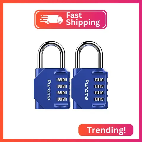 Puroma 2 Pack Combination Lock Locker 4 Digits Combo Padlock Gym Blue