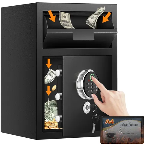 2.8 Cuft Biometric Drop Safe for Business, Anti-Theft Fingerprint Safe with Q...