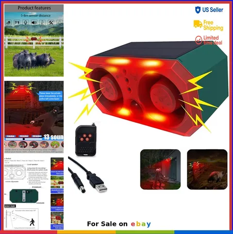 Solar Outdoor Motion Detector Alarm 130dB Siren with Strobe Light Remote