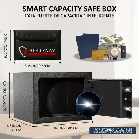 Heavy Duty Fireproof Steel Safe Box with Cash Bag Home Office Security Storage