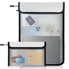 Fireproof Waterproof Document Bag - 2000℉ Protection, Upgraded Two Pockets, R...