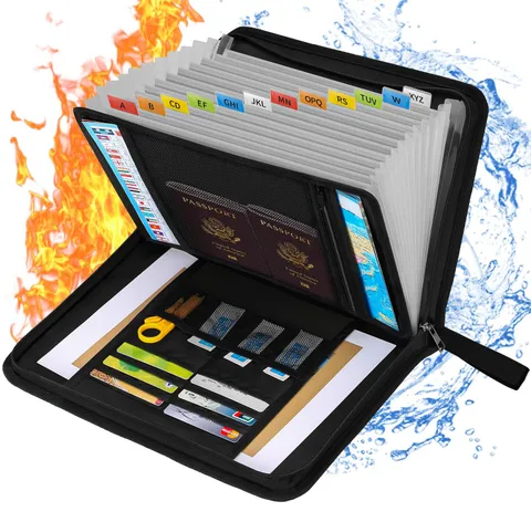 TOPCJ 5200℉ Fireproof Accordion File 14.17 x 10.03 x 1.37 inches, Black
