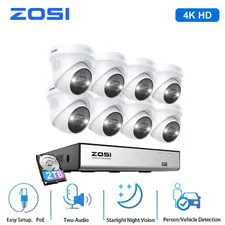 ZOSI 4K 8MP PoE Security Camera System with Spotlight 2-Way Talk Al Detect 2TB