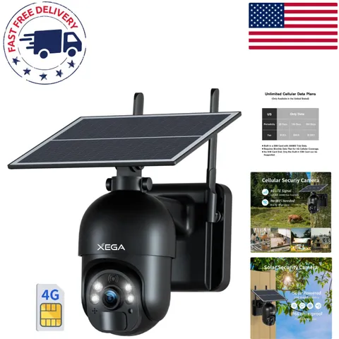 Built-in SIM 2K HD Cellular Security Camera – No Wi-Fi, Solar Powered & PTZ