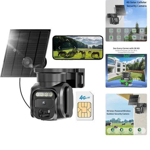 4G LTE Solar Powered Outdoor Security Camera - No WiFi Needed, 2K Night Vision