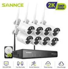 SANNCE 5MP 8CH NVR Wireless 3MP Two Way Audio Security IP Camera System Outdoor