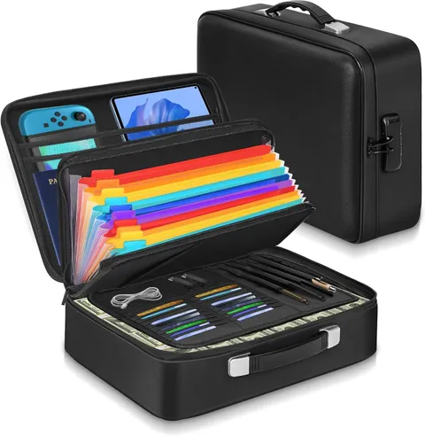 Fireproof Document Box with Combination Lock, Waterproof Organizer