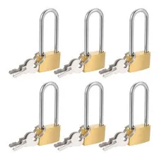 6Pcs Solid Brass Padlock with Key 13/16" Wide Body 1.4 Inch Long Shackle Lock