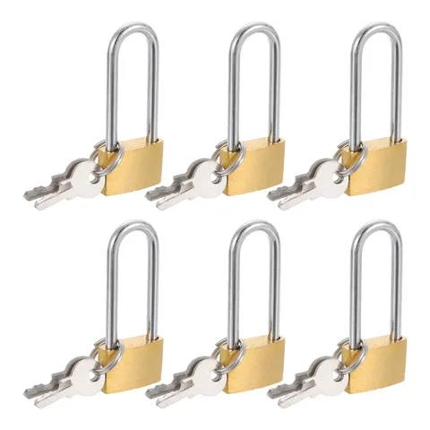 6Pcs Solid Brass Padlock with Key 13/16" Wide Body 1.4 Inch Long Shackle Lock