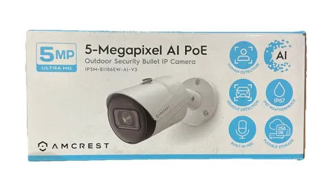 SEALED Amcrest 5-Megapixel Smart PoE Outdoor Security Camera IP5M-B1276EB-AI