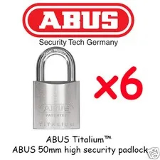 Padlocks ABUS Titalium 50mm Padlocks  x6 Keyed Alike BULK LOT HIGH Quality