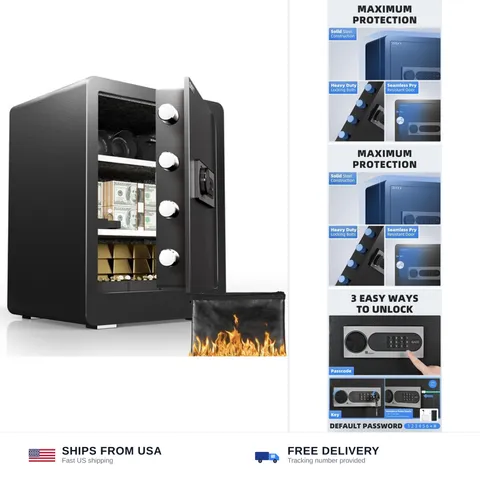 DAYI Safe Box, 2.0 Cubic Feet Home Safe with Fireproof Waterproof Bag, Securi...