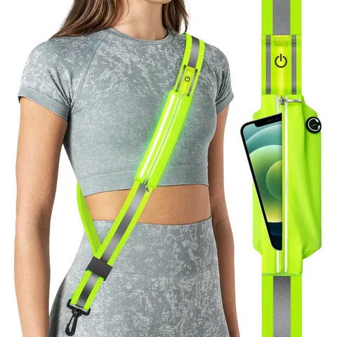 LED Reflective Belt Sash for Walking at Night, Night Running Safety Gear High...