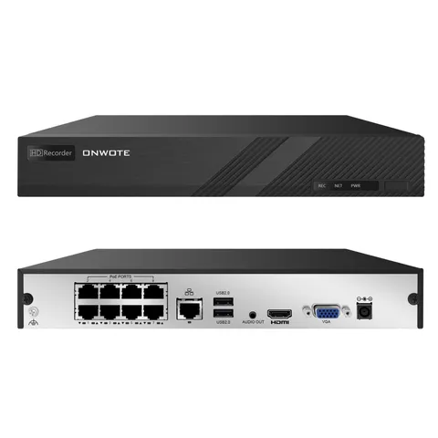 ONWOTE 8 Channel 4K 8MP NVR (Built-in 8 PoE Ports), Motion Detection, Black