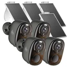4pcs Security Cameras Wireless Outdoor with Solar Panels, 2.4G/5GHz