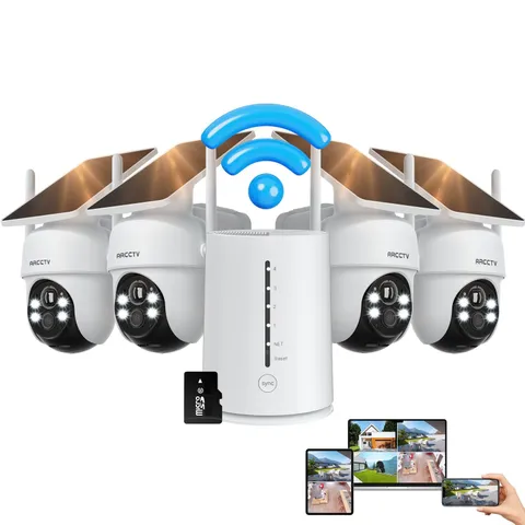 ARCCTV 4MP Outdoor Security Camera System 360° PTZ Solar 5Ghz Wifi Wireless Cam