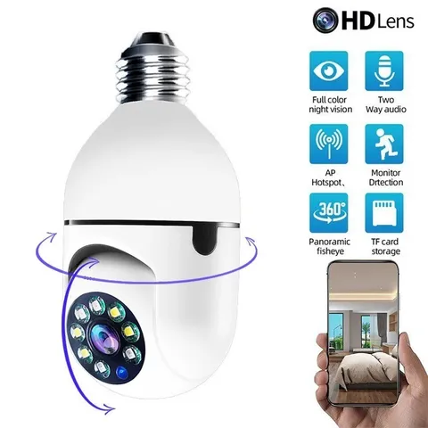 360° 1080P IP E27 Light Bulb Camera Wi-Fi IR Night Smart Home Wireless Security