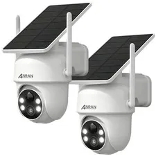 ANRAN Solar Battery WiFi Security Cameras Outdoor Wireless Pan/Tilt 2 Way Audio