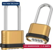 2 Pcs Outdoor Combination Lock Weatherproof, 4 Digit Zinc Alloy Combination Lock