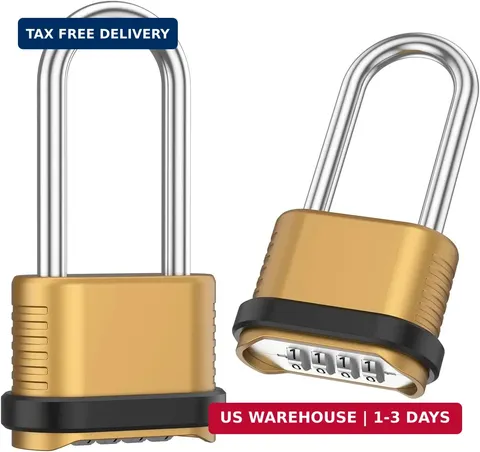 2 Pcs Outdoor Combination Lock Weatherproof, 4 Digit Zinc Alloy Combination Lock