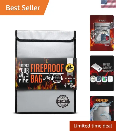 Fireproof Document Bag Legal Size: 15" x 11" [2000°F Rated] Protect Birth Cer...