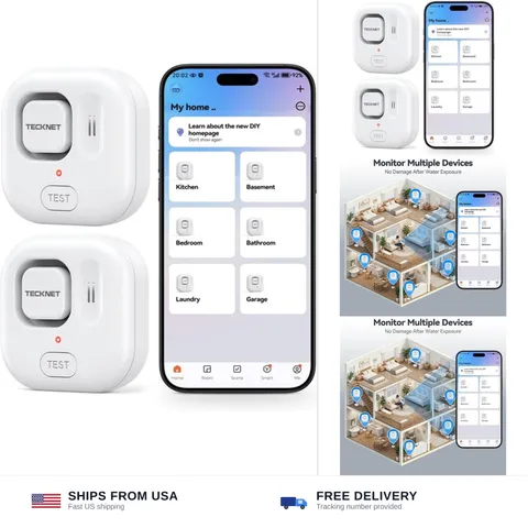 TECKNET WiFi Water Leak Detectors, Leak & Drip Alert with APP Push and Sound ...
