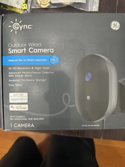 GE Cync Outdoor Wired Smart Camera WI-FI 2K HD Resolution & Night Vision Alexa