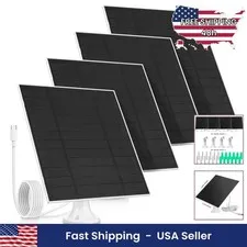 Solar Panels for Security Cameras Outdoor 4 Pack 5W Waterproof Type-C PET