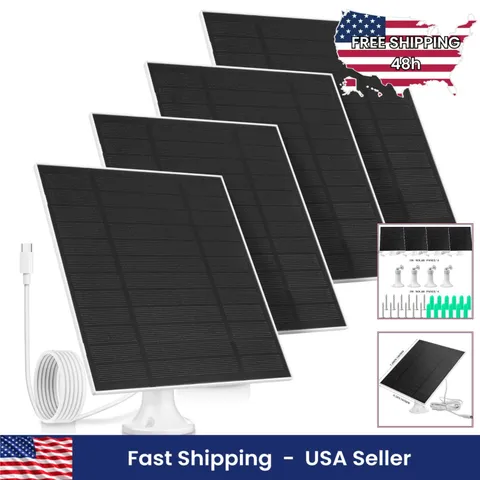 Solar Panels for Security Cameras Outdoor 4 Pack 5W Waterproof Type-C PET