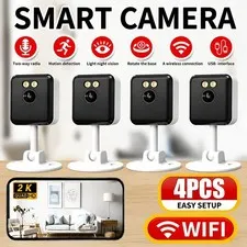 4PCS 2K Indoor Security Camera, Compatible with Alexa