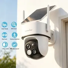Wansview B7 Wireless Security Camera System Solar Powered PTZ Outdoor Dual Lens