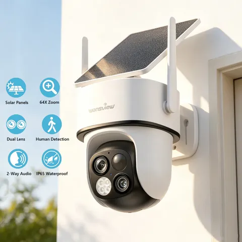 Wansview B7 Wireless Security Camera System Solar Powered PTZ Outdoor Dual Lens