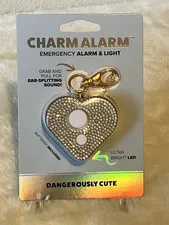 Charm Alarm Emergency Alarm & Light 110dB LED Flashlight Silver Heart Keychain