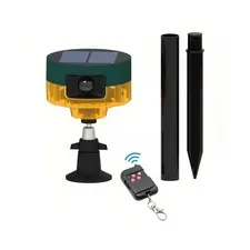 Lancoon Solar Motion Alarm Yellow_1 Strobelight Siren Remote