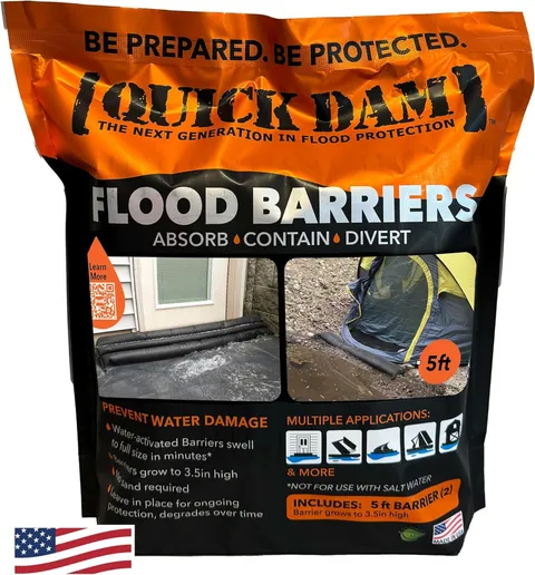Water Activated Flood Barrier Pack of 2 5ft Flood Water Management Contain and
