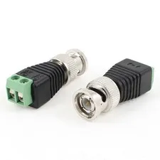CCTV Security Camera BNC Male Connector Adapter Black Green 2x