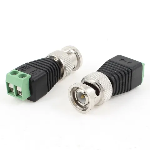 CCTV Security Camera BNC Male Connector Adapter Black Green 2x