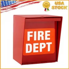 Safety Fire Department Box With Lock Hole Red Heavy Duty Steel ‎Wall Mount Quick