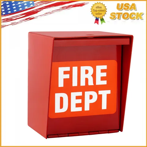 Safety Fire Department Box With Lock Hole Red Heavy Duty Steel ‎Wall Mount Quick