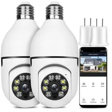 2PK Light Bulb Security Camera,360° Wireless Security Cameras for Home Securi...