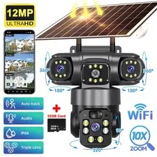 NEW 4K Solar Battery Wireless WiFi Outdoor Pan/Tilt Home Security Camera System