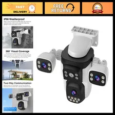 Triple Lens WiFi PTZ Security Camera - 2K 360° View, Auto Tracking, 2-Way Audio